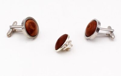 Wooden Cufflinks & Tie Pin, handmade in Ireland, gifts for men