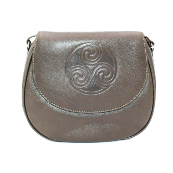 Quality Leather Saddle Handbag, olive colour, made in Ireland