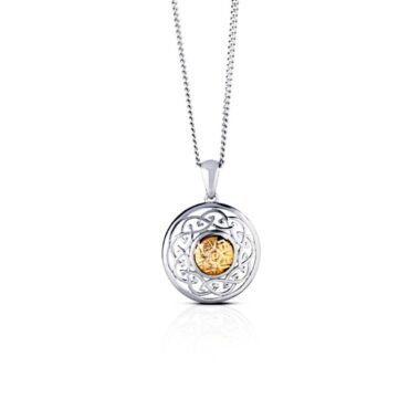 Celtic Eternity Knot Pendant, silver and gold necklace made in Ireland