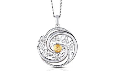 Winter Solstice Pendant, made in Ireland by Boru Jewellery, sterling silver, 18kt gold, cubic zitronic stones