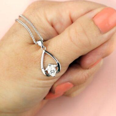 Claddagh Birthstone Pendant, choose your month for a very special Irish necklace made in Ireland by Boru Jewellery