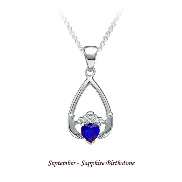 Sapphire Necklace Birthstone for September, handmade in Ireland by Boru Jewellery