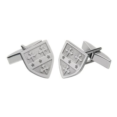 coat of arms cufflinks, sterling silver quality cufflinks engraved with family crest, made in Ireland by Boru Jewellery, perfect for groom gifts, best man gifts and groomsman gifts