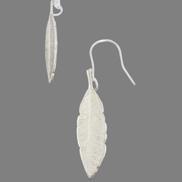Silver Feather Earrings handmade by Yvonne Bolger Jewellery, Ireland