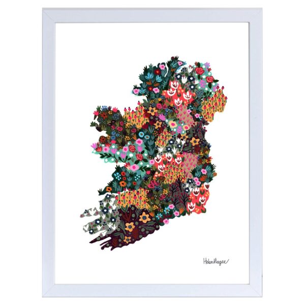 Flowering Counties Map of Ireland, signed by the artist, Helen Magee, gifts made in Ireland