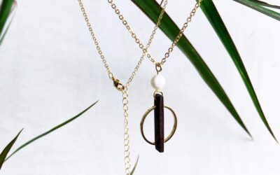 Pearl & Walnut Necklace handcrafted by Deeca Jewellery Designs, made in Ireland