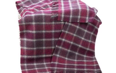 Berry Red Large Wool Knee Blanket. Made in Ireland by John Hanly Woollen Mills