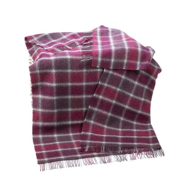 Berry Red Large Wool Knee Blanket. Made in Ireland by John Hanly Woollen Mills