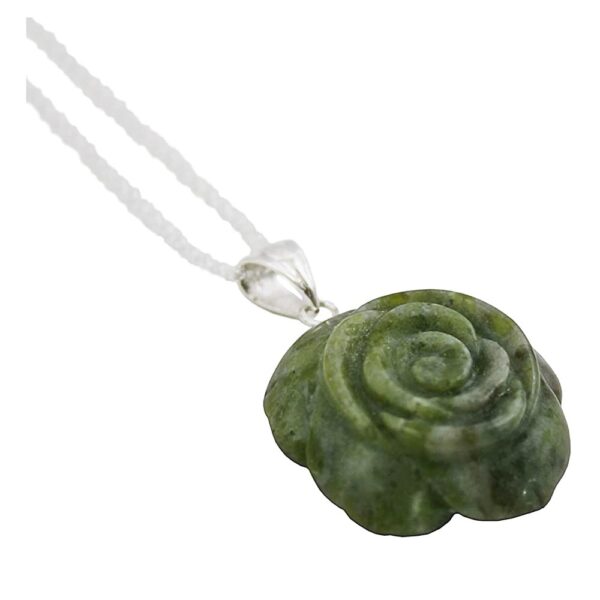 Flower Necklace, rose pendant handcarved from Connemara Marble, gifts made in Ireland