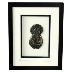 Mother & Child depiction in 3d bronze in a double mounted brown frame. Designed and made by Rynhart, Co. Cork, Ireland