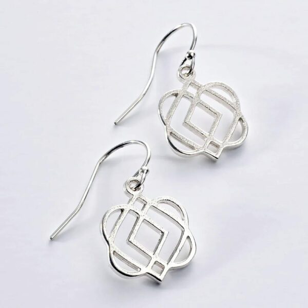 Beautiful Oneness Silver Earrings, unique intricate design. Handcrafted in Ireland by Mary Varilly. Suitable for religious gifts