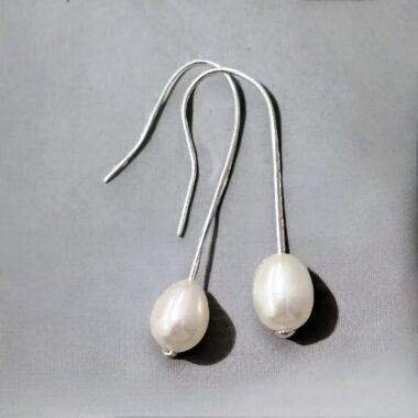 Pear drop earrings. Freshwater Pearl. Earrings made in Ireland by Yvonne Bolger Jewellery