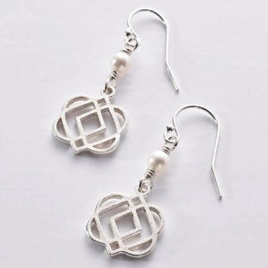 Oneness Silver & Pearl Earrings. Sterling Silver & Freshwater Pearl. Beautiful Earrings for Women. Handcrafted in Ireland by Mary Varilly.