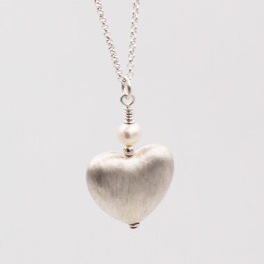 Silver and Pearl Heart Necklace, gifts for women. Sterline Silver & Pearl Heart Necklace, made in Ireland by Mary Varilly