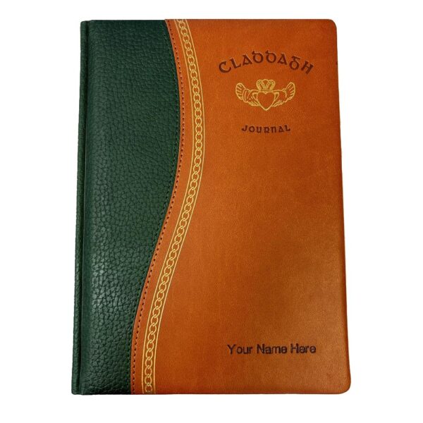 Personalised Claddagh Journal, leatherette cover, made in Ireland