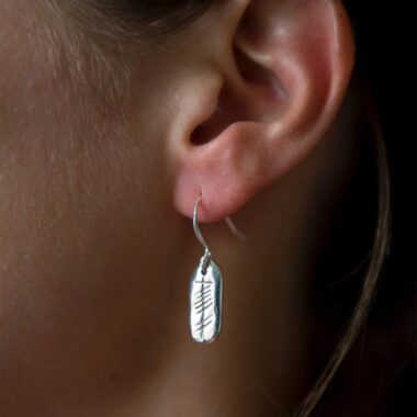 Gra-Love Ogham silver earrings. Ogham script. Made in Ireland