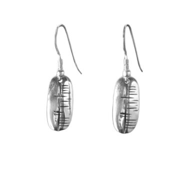 happiness-sonas Ogham silver earrings, Ogham script. Made in Ireland